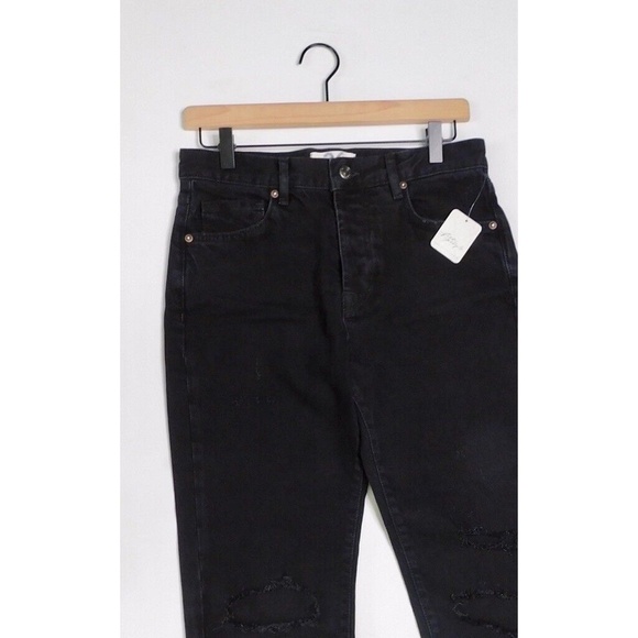NWT!! Free People WE THE FREE Black Button Fly Denim Jeans Festival Casual 26 - Picture 3 of 13